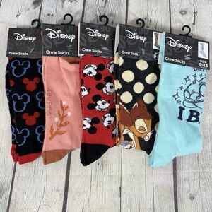 Disney Ankle Socks Women 9-13 Crew Lot Mickey Minnie Bambi Stitch Cartoon